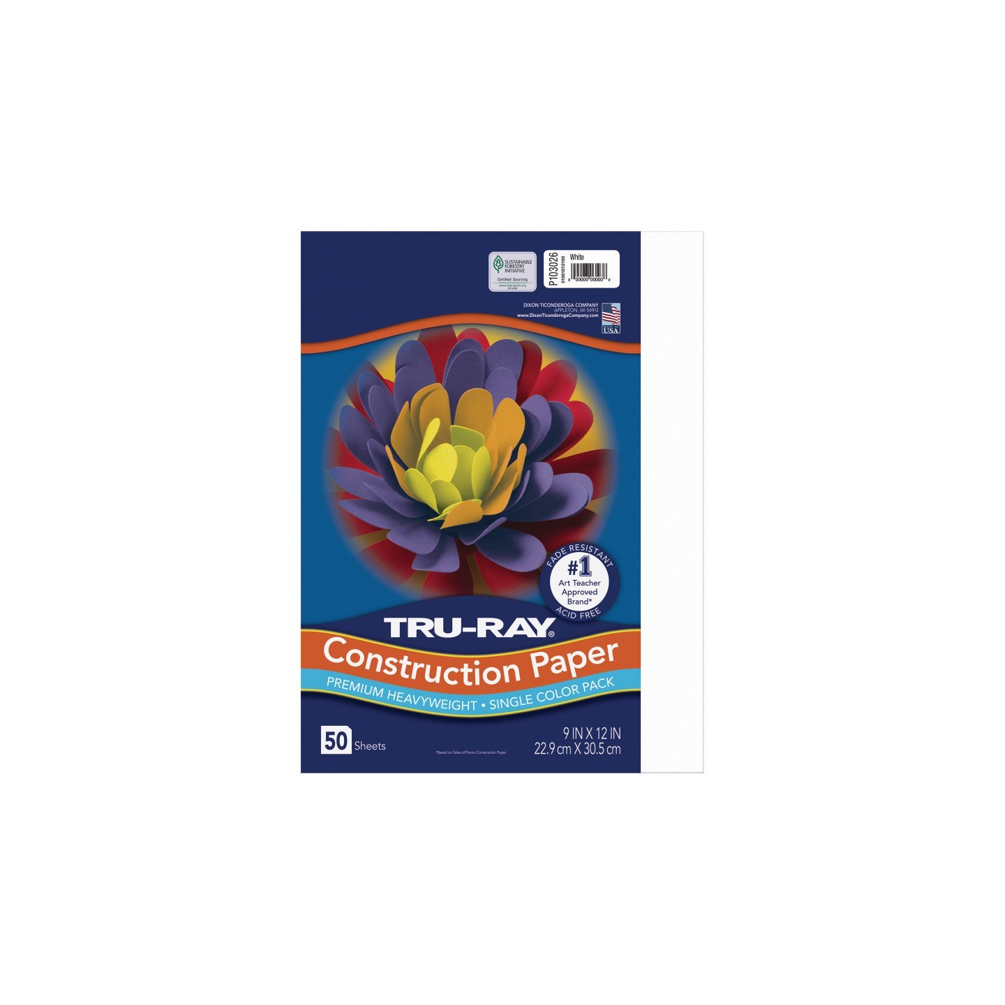 Tru-Ray® Construction Paper, Heavyweight, White, 9" x 12", 50 Sheets