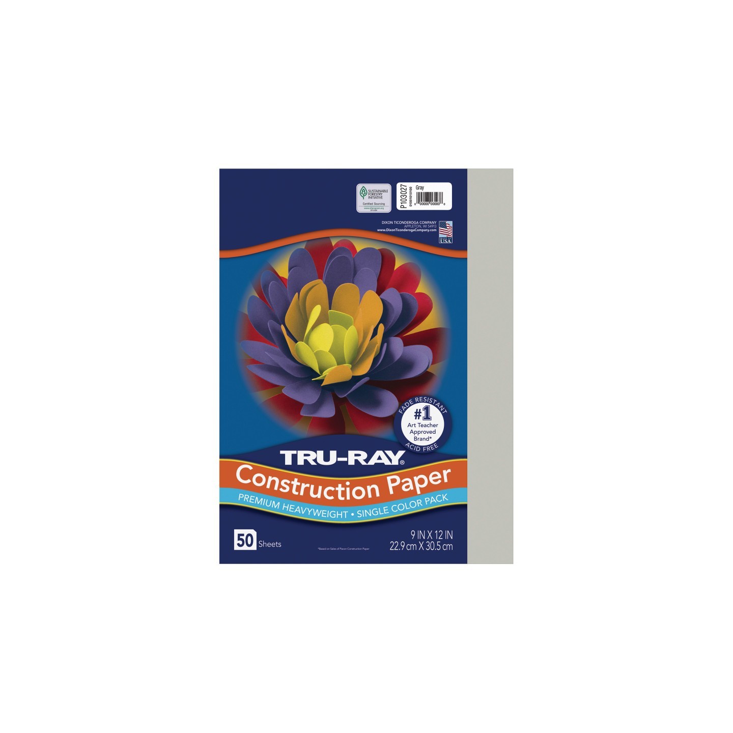 Tru-Ray® Construction Paper, Heavyweight, Gray, 9" x 12", 50 Sheets