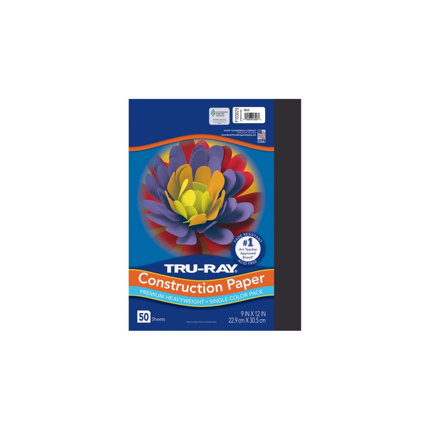 Tru-Ray® Construction Paper, Heavyweight, Black, 9" x 12", 50 Sheets
