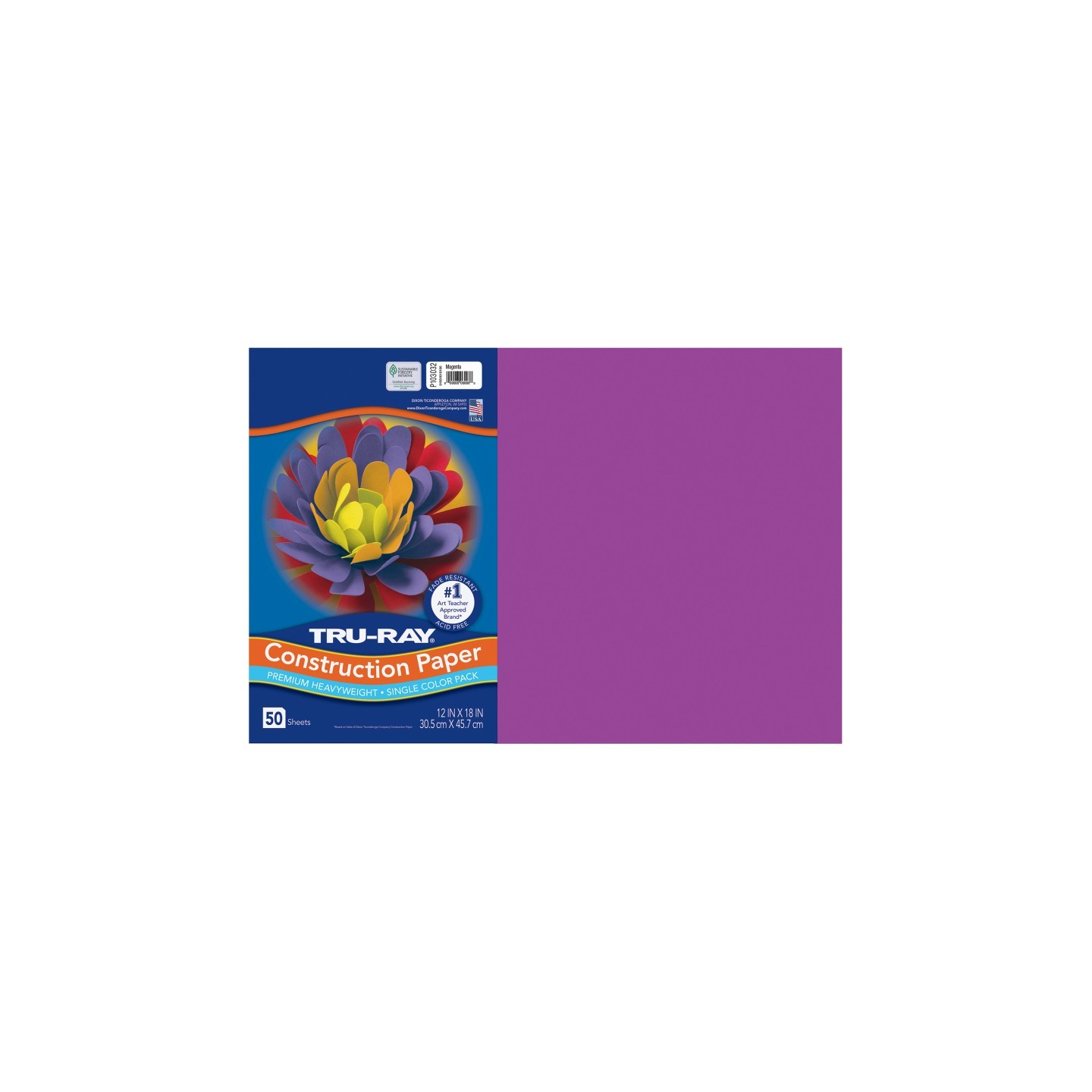 Tru-Ray® Construction Paper, Heavyweight, Magenta, 12" x 18", 50 Sheets