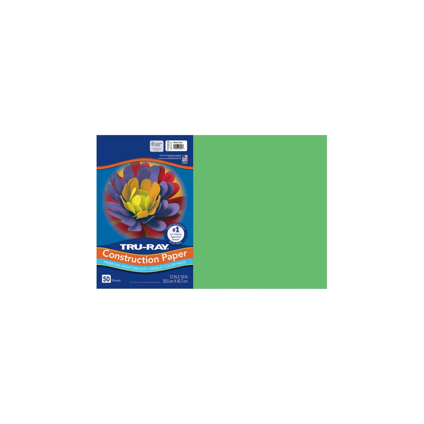Tru-Ray® Construction Paper, Heavyweight, Festive Green, 12" x 18", 50 Sheets