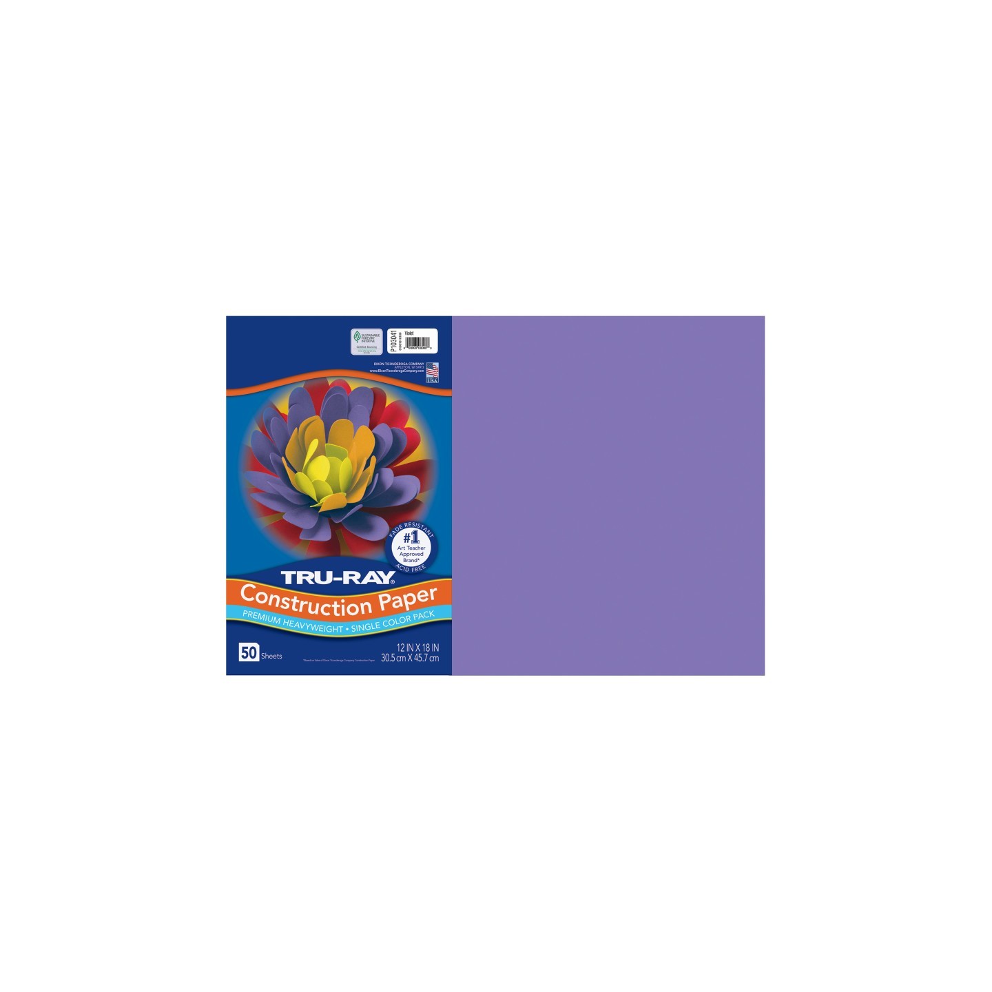 Tru-Ray® Construction Paper, Heavyweight, Violet, 12" x 18", 50 Sheets