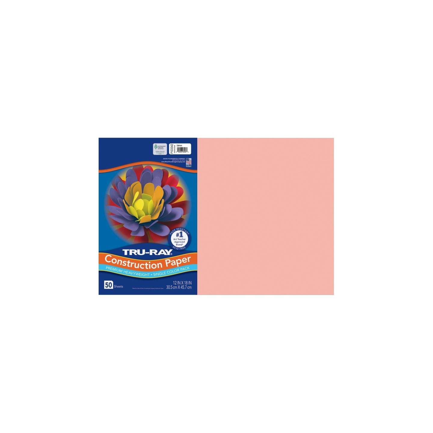 Tru-Ray® Construction Paper, Heavyweight, Salmon, 12" x 18", 50 Sheets