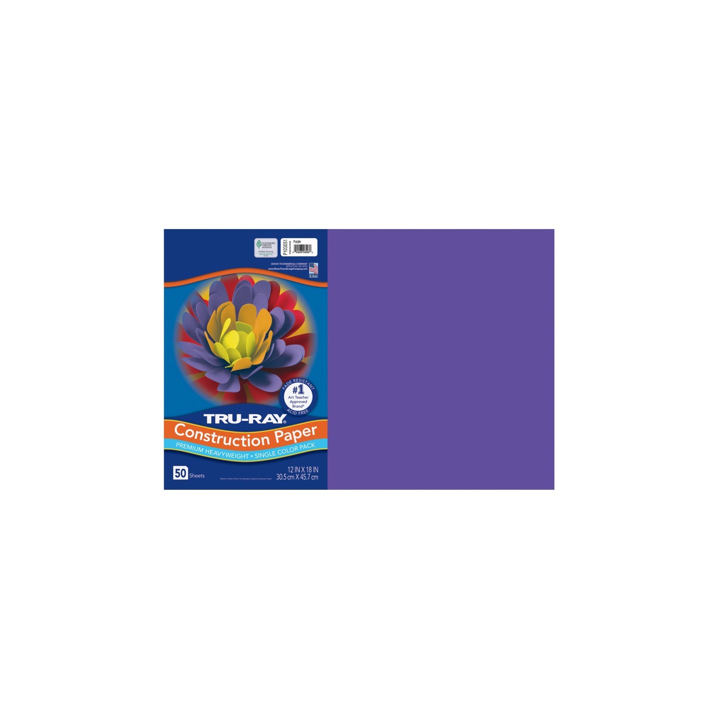 Tru-Ray® Construction Paper, Heavyweight, Purple, 12" x 18", 50 Sheets