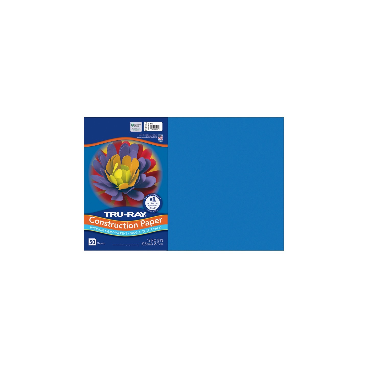 Tru-Ray® Construction Paper, Heavyweight, Blue, 12" x 18", 50 Sheets