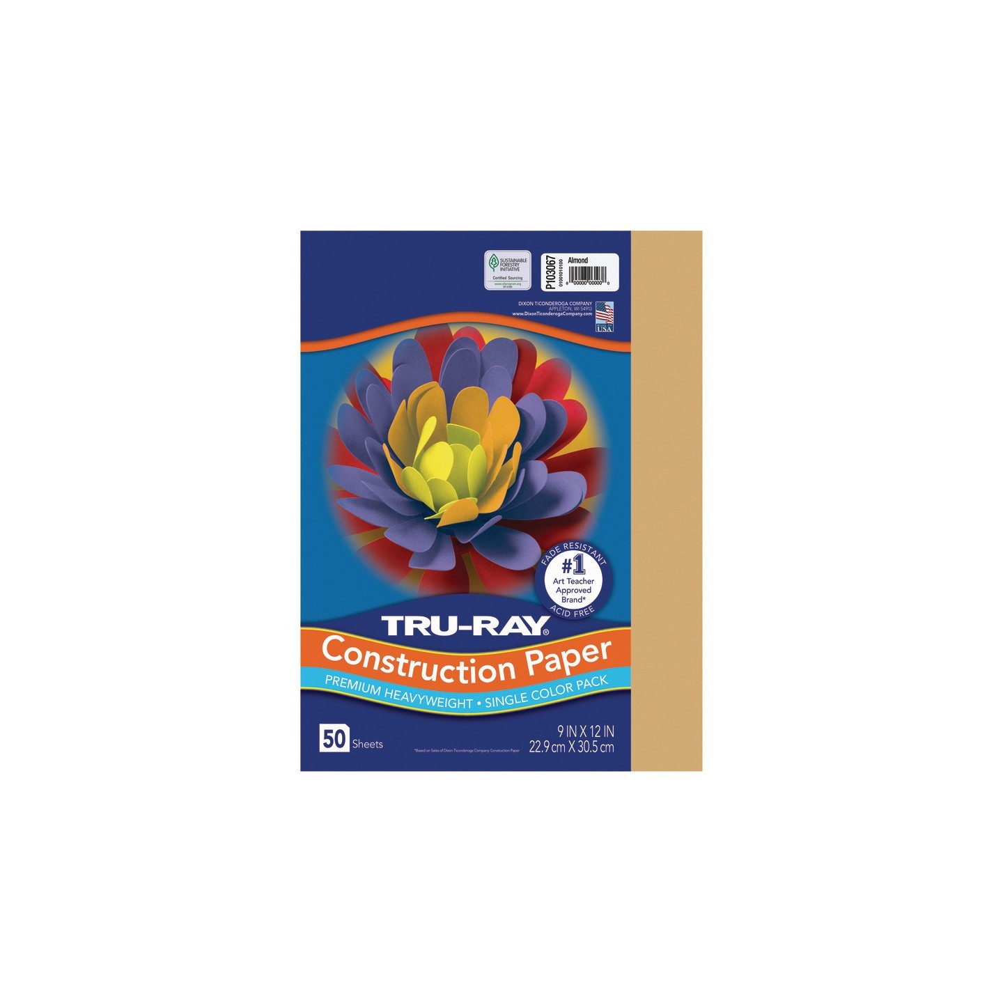 Tru-Ray® Construction Paper, Heavyweight, Almond, 9" x 12", 50 Sheets