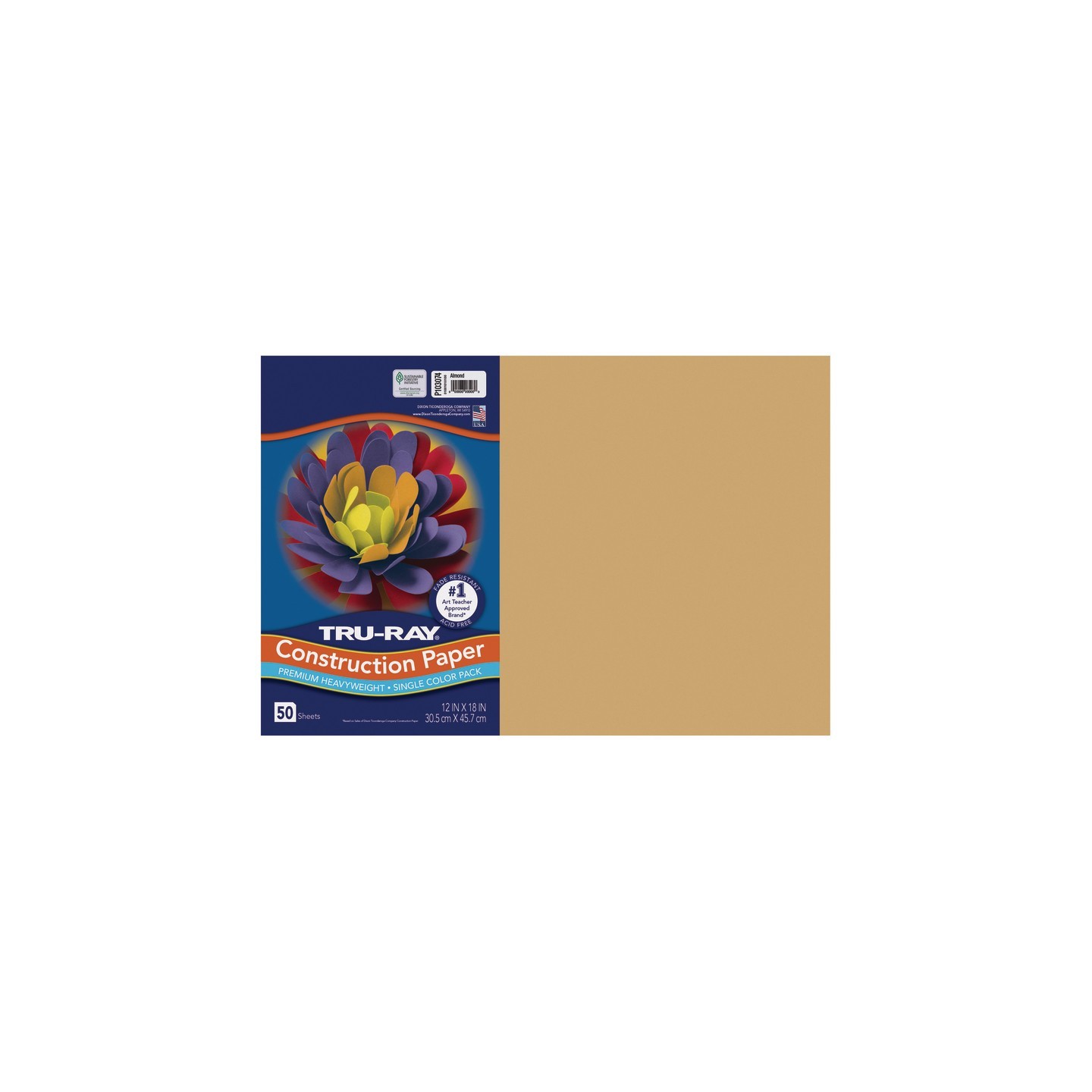 Tru-Ray® Construction Paper, Heavyweight, Almond, 12" x 18", 50 Sheets