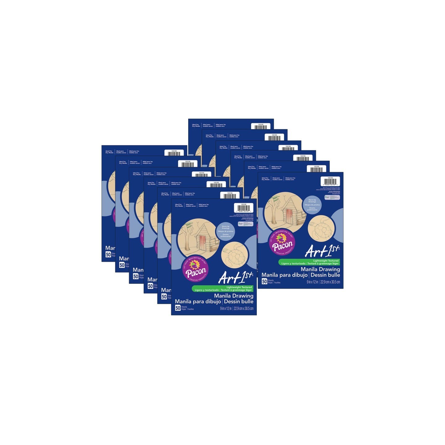 UCreate® Drawing Paper, Manila, Standard Weight, 9" x 12", 50 Sheets Per Pack, 12 Packs