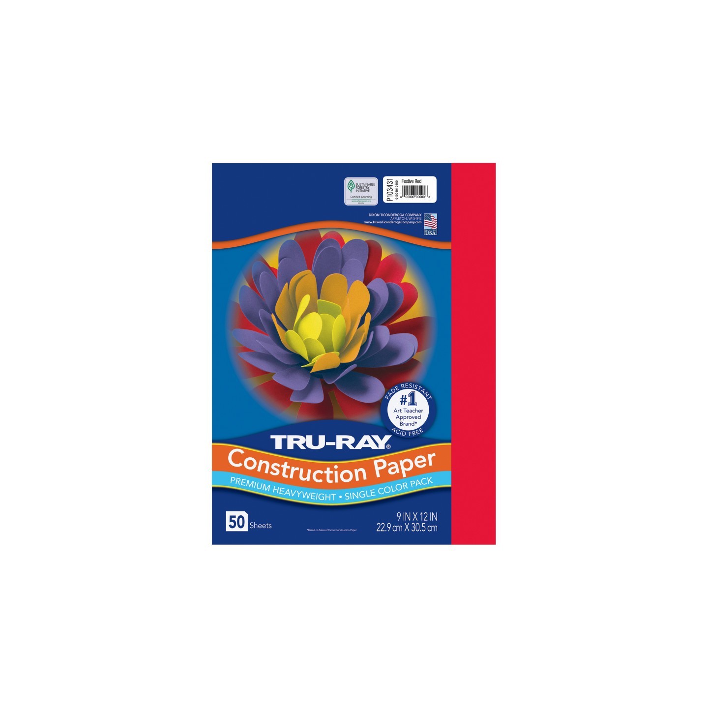 Tru-Ray® Construction Paper, Heavyweight, Red, 9" x 12", 50 Sheets