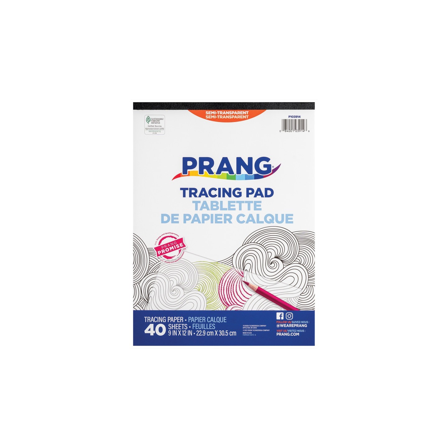 Prang® Tracing Paper Pad, Translucent, 9" x 12", 40 Sheets