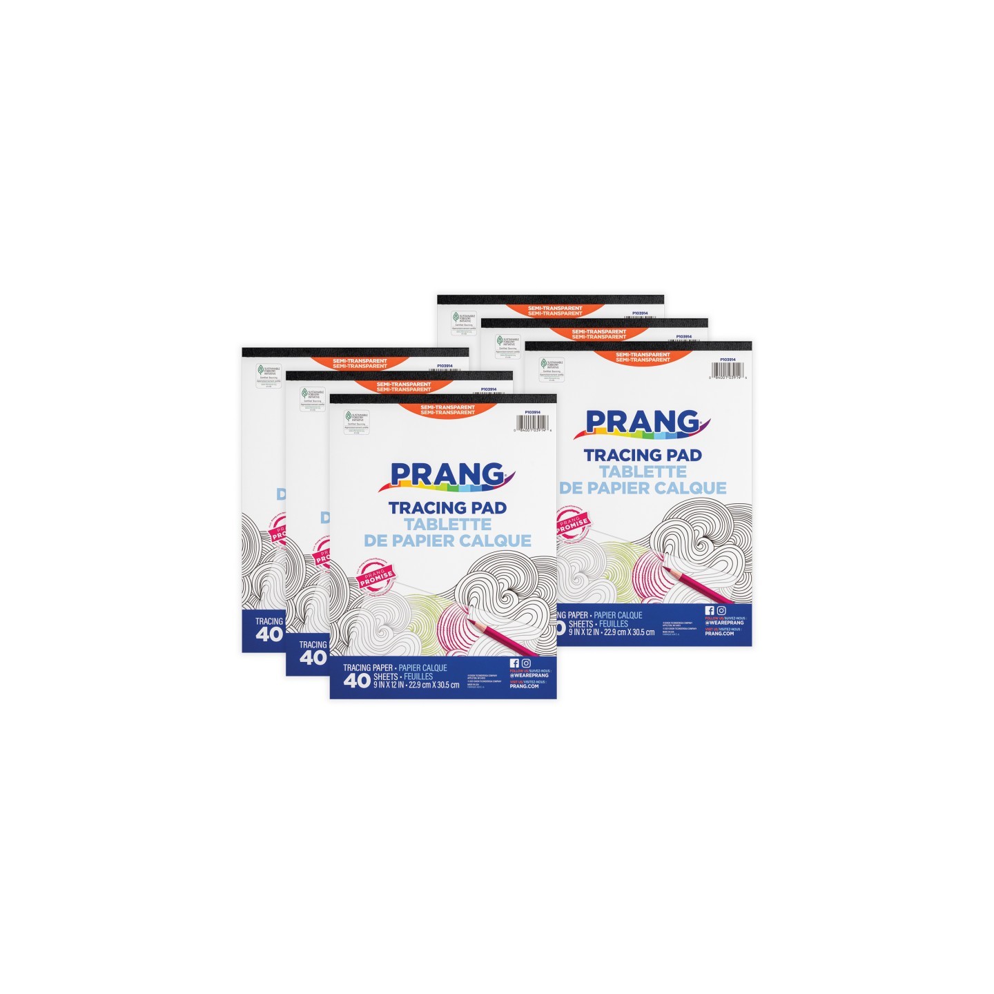 Prang® Tracing Paper Pad, Translucent, 9" x 12", 40 Sheets, Pack of 6