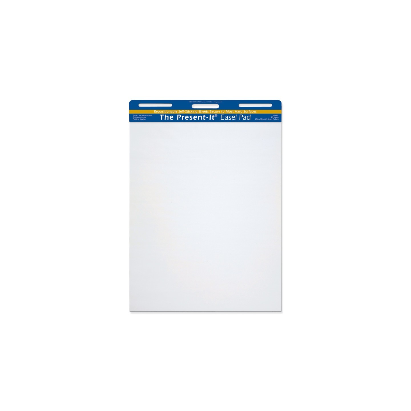 The Present-It® Easel Pad, Self-Adhesive, White, Unruled 25" x 30", 25 Sheets, Pack of 2