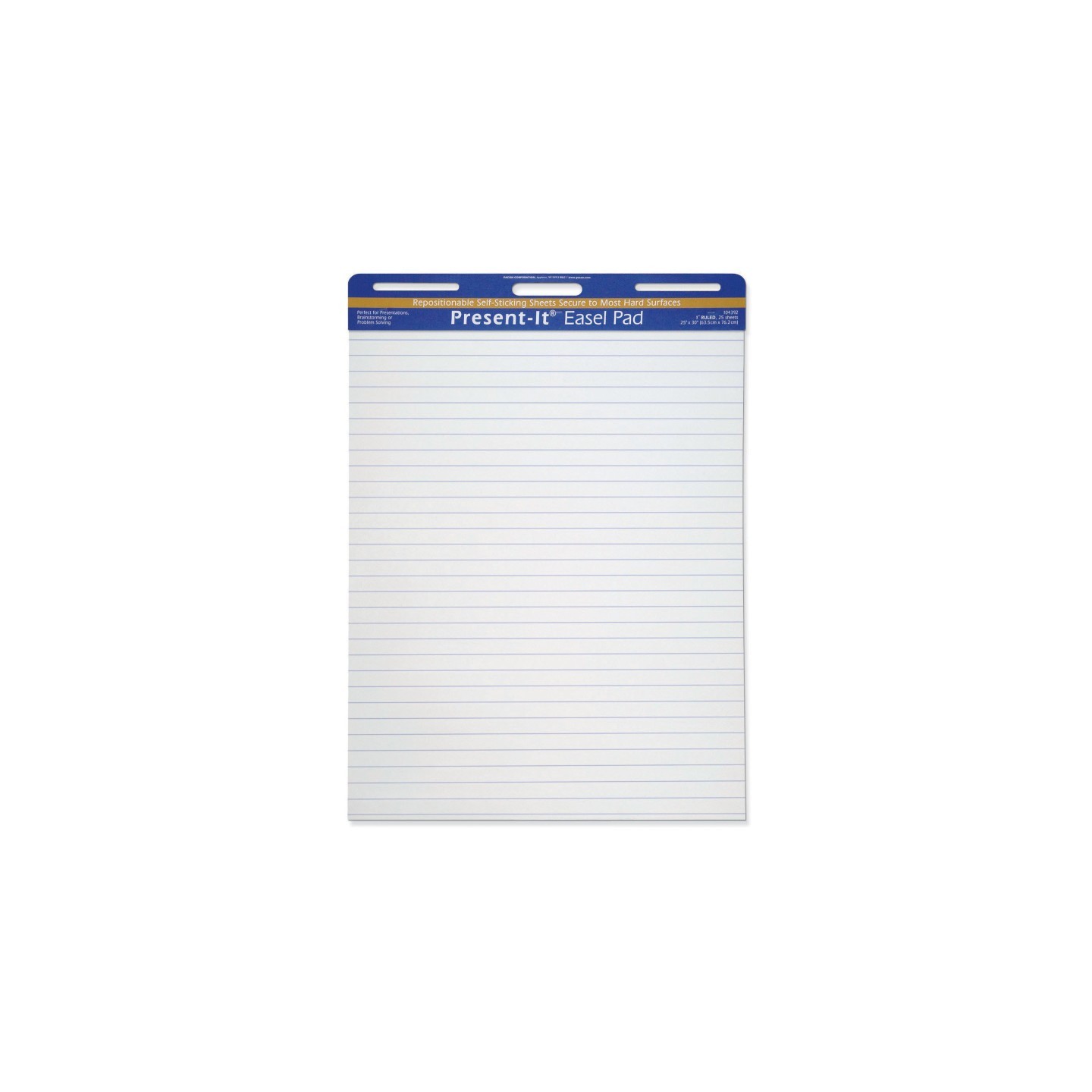 The Present-It® Easel Pad, Self-Adhesive, White, 1" Ruled 25" x 30", 25 Sheets