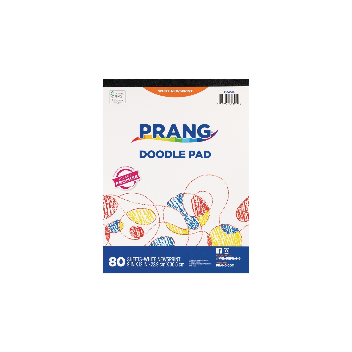 Prang® Doodle Pad, White, 9" x 12", 80 Sheets