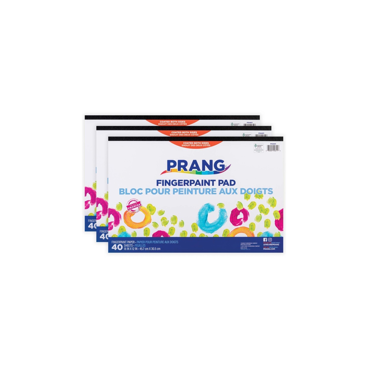 Prang® Painting Paper Pad, White, 18" x 12", 40 Sheets, Pack of 3