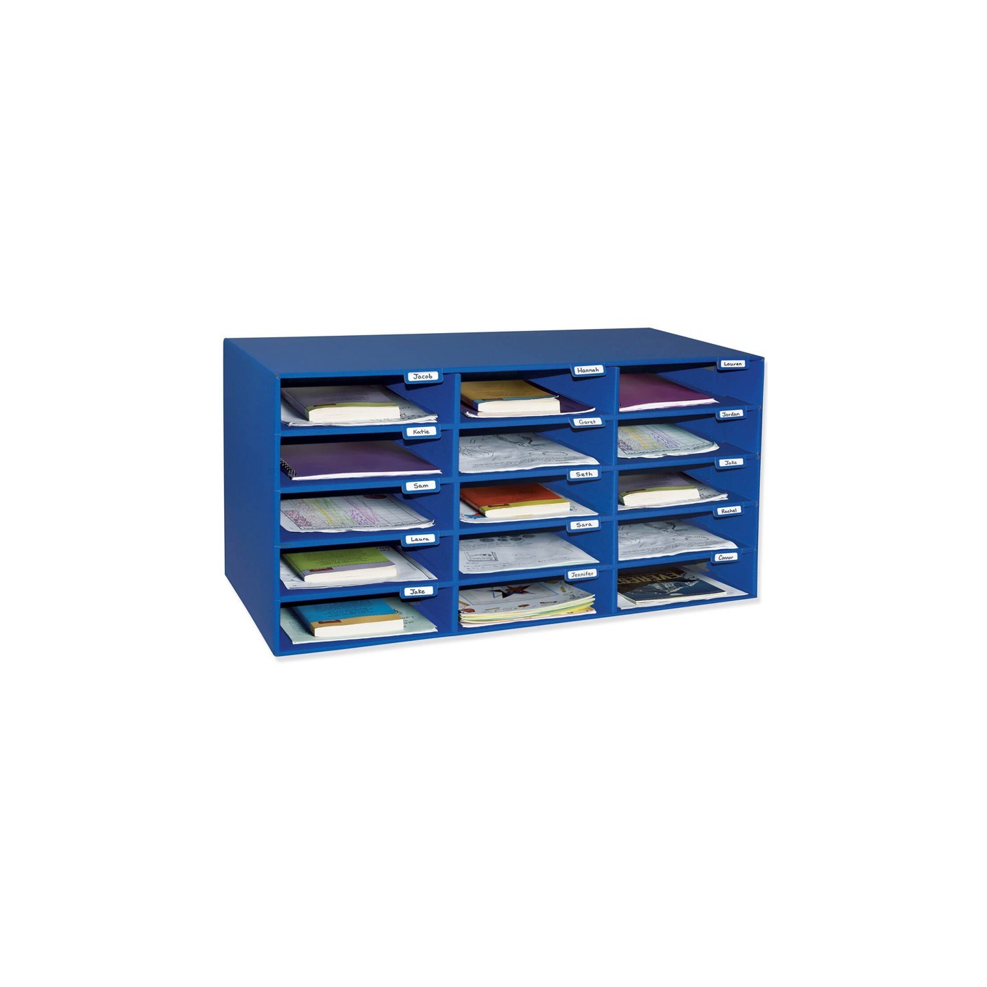 Classroom Keepers® Mailbox, 15-Slot, Blue, 16-3/8"H x 31-1/2"W x 12-7/8"D