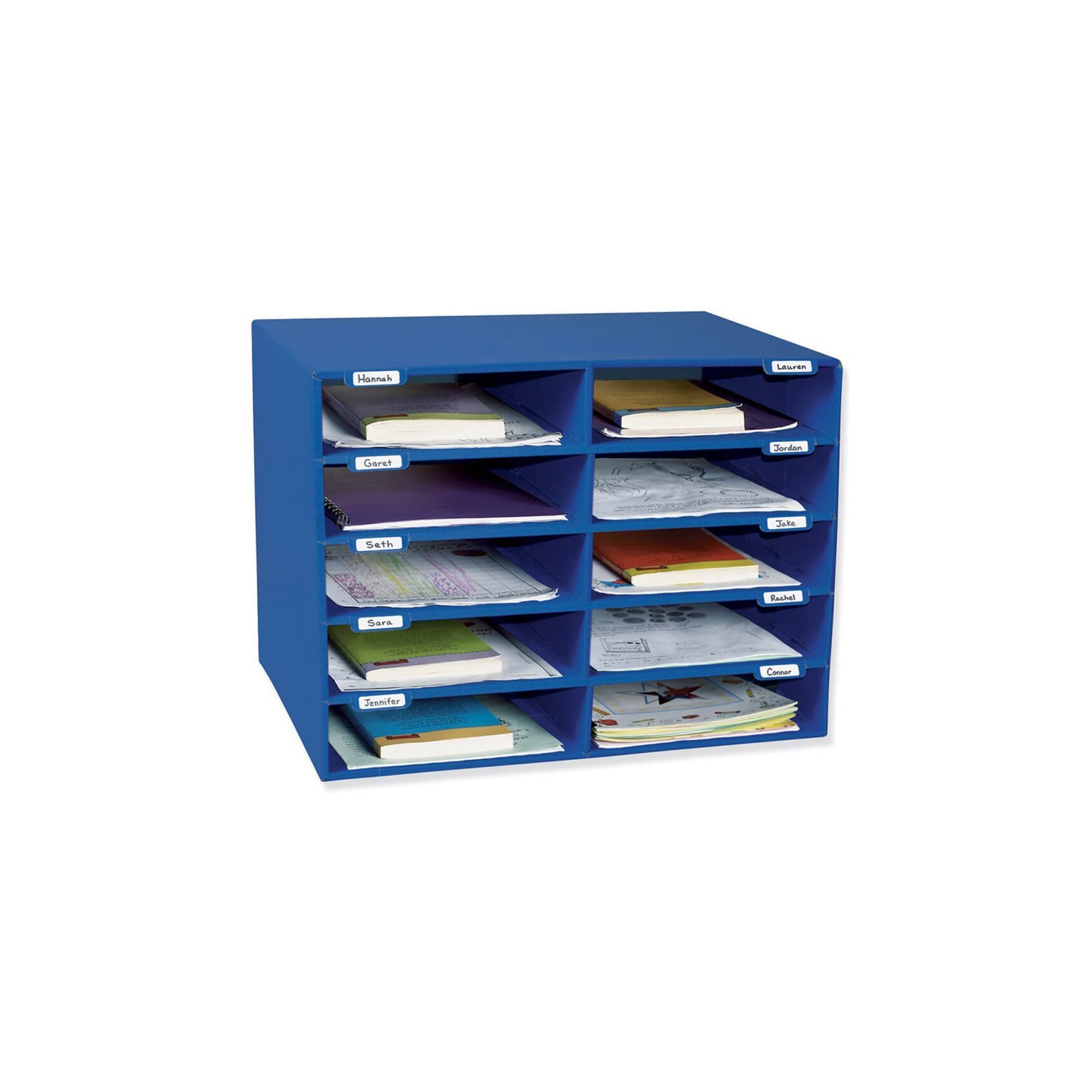 Classroom Keepers® Mailbox, 10-Slot, Blue, 16-5/8"H x 21"W x 12-7/8"D