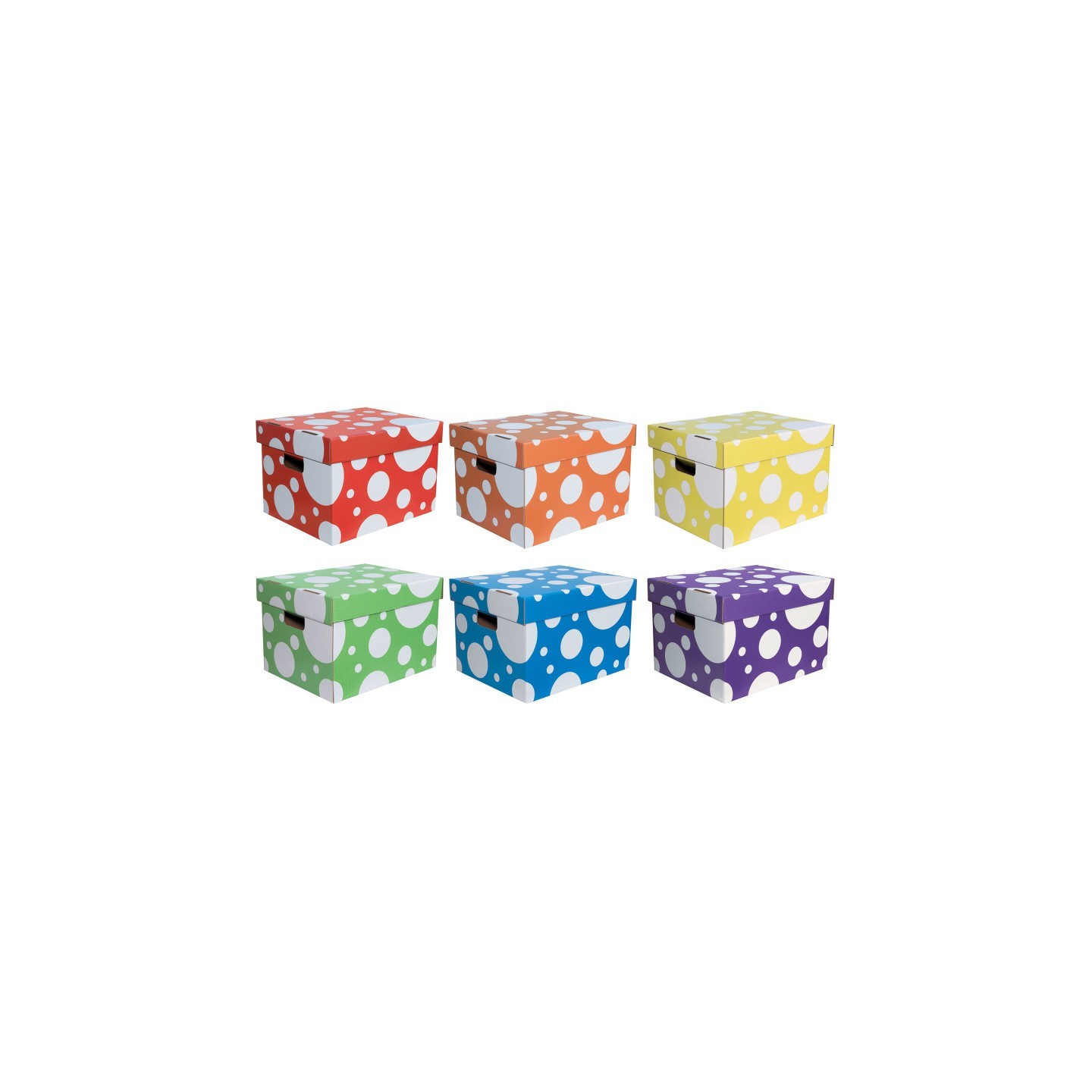 Classroom Keepers® Storage Totes, 6 Assorted Polka Dot Colors, 10-1/8"H x 12-1/4"W x 15-1/4"D, Pack of 6