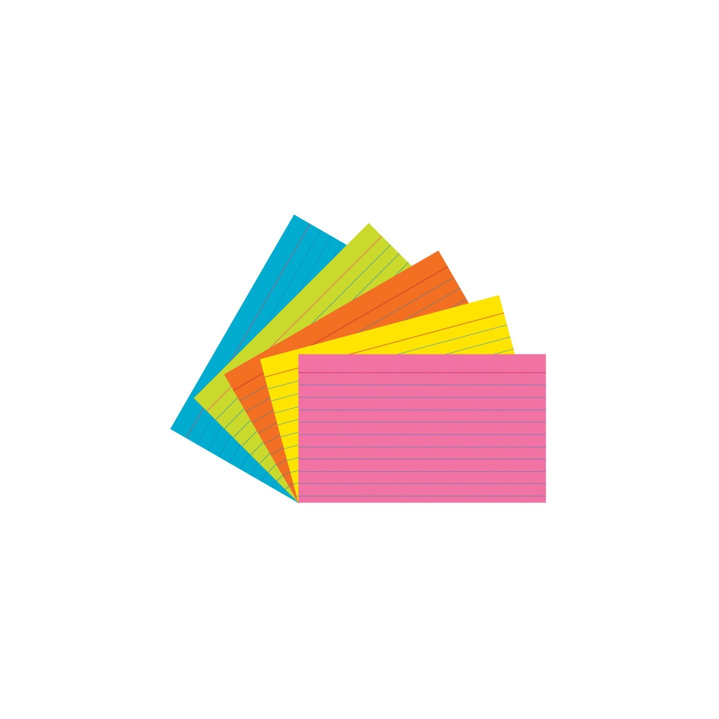 Pacon® Index Cards, 5 Super Bright Assorted Colors, Ruled, 1/4" 3" x 5", 75 Cards
