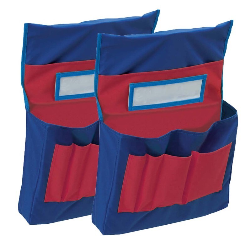 Pacon® Chair Storage Pocket Chart, Blue & Red, 18-1/2"H x 14-1/2"W x 2-1/2"D, Pack of 2