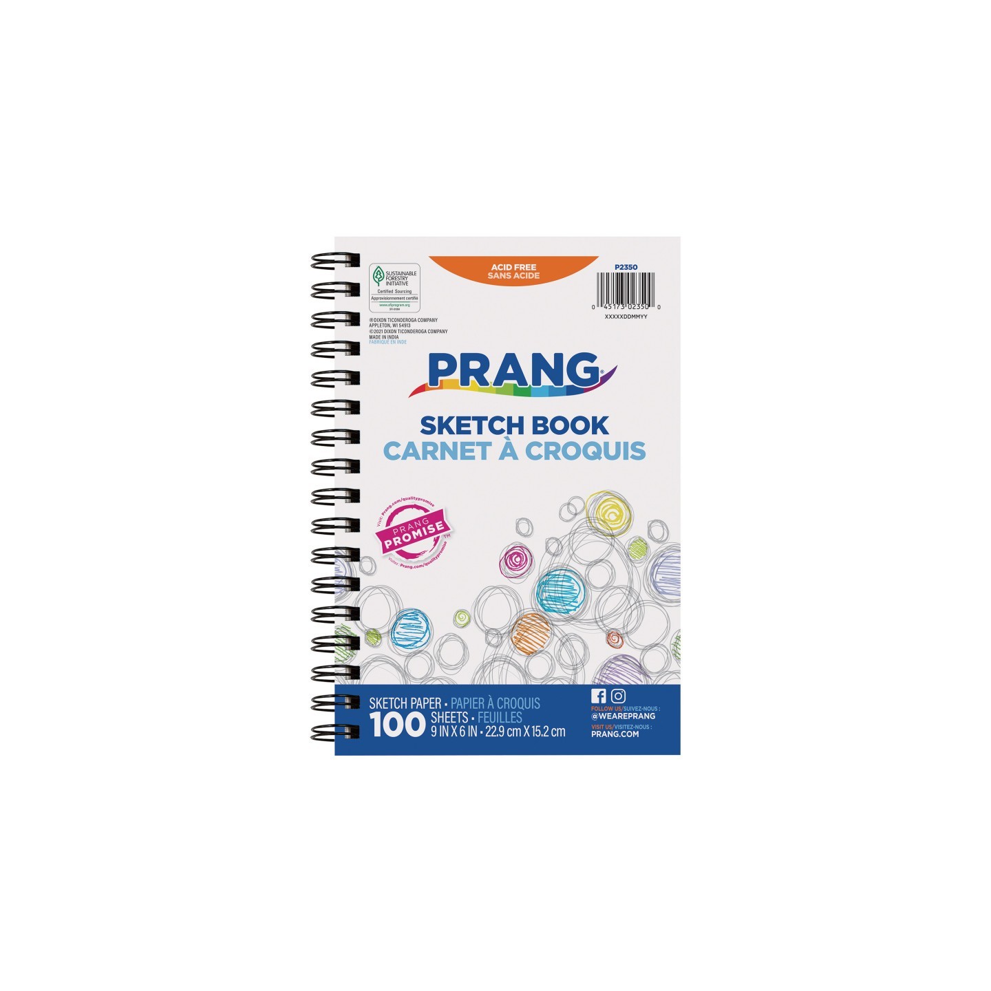 Prang® Prang® Sketch Book, Beginner Weight, 9" x 6", 100 Sheets