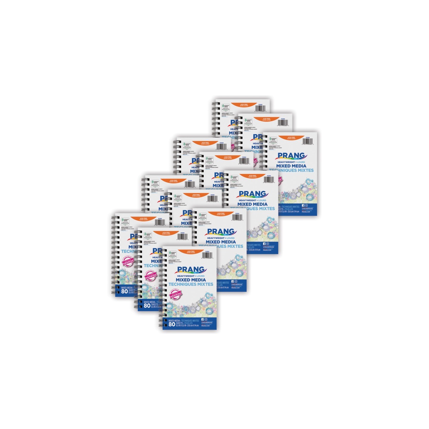 Prang® Mixed Media Journal, Heavyweight, 8-1/2" x 5-1/2", 80 Sheets, Pack of 12