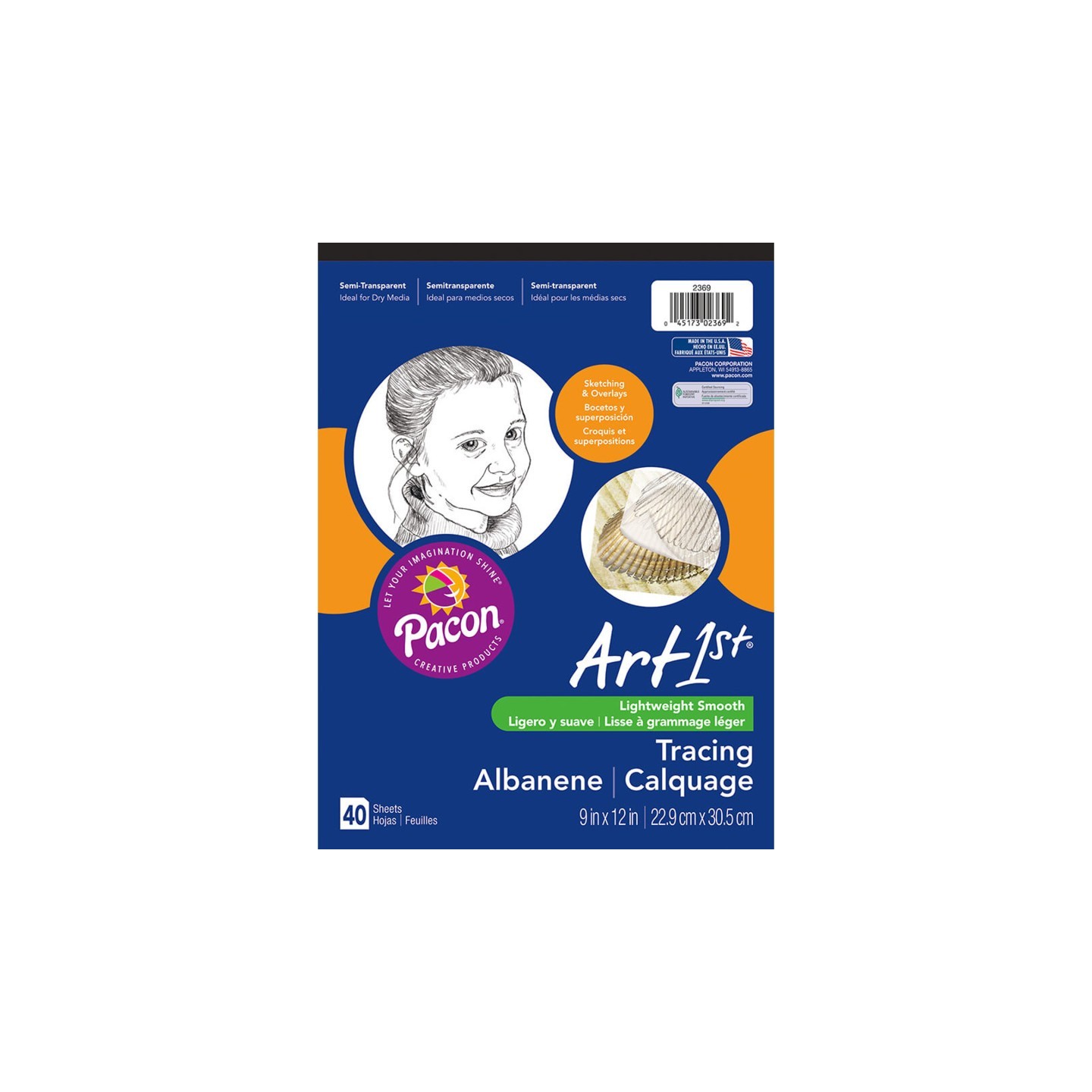 UCreate® Tracing Pad, White, 9" x 12", 40 Sheets