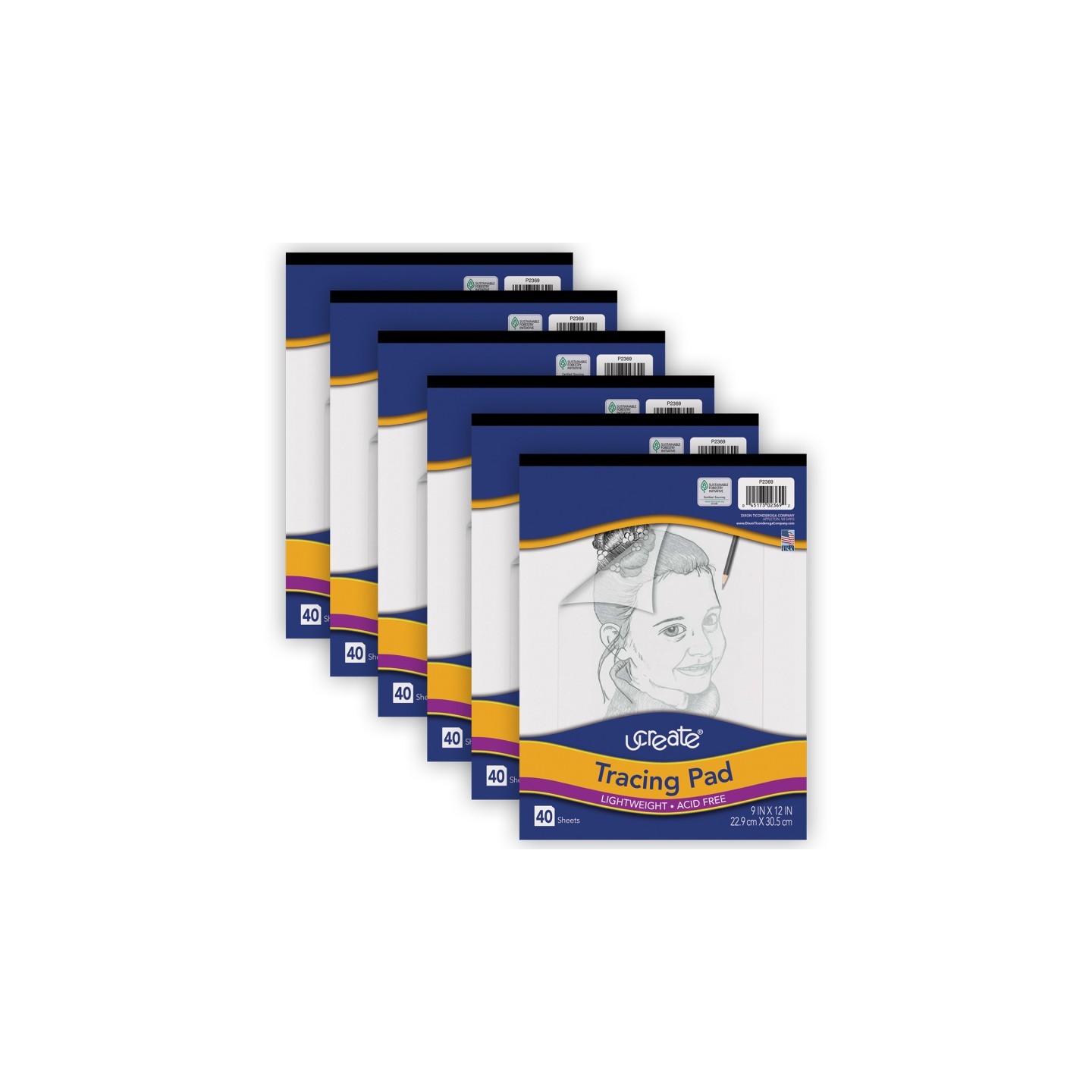 UCreate® Tracing Pad, White, 9" x 12", 40 Sheets, Pack of 6