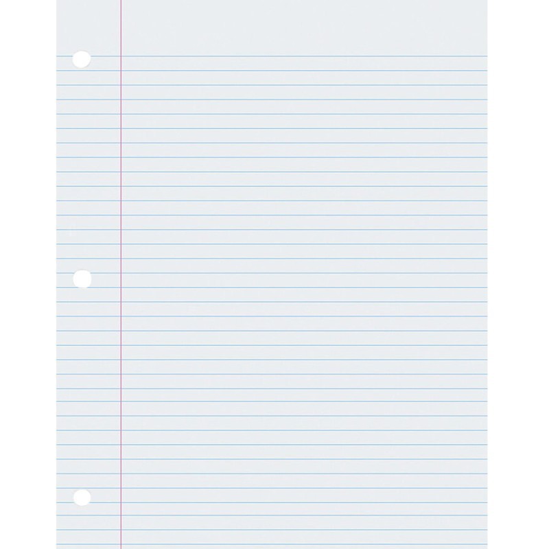 Pacon® Composition Paper, White, 3-Hole Punched, Red Margin, 9/32" Ruled, 8-1/2" x 11", 500 Sheets