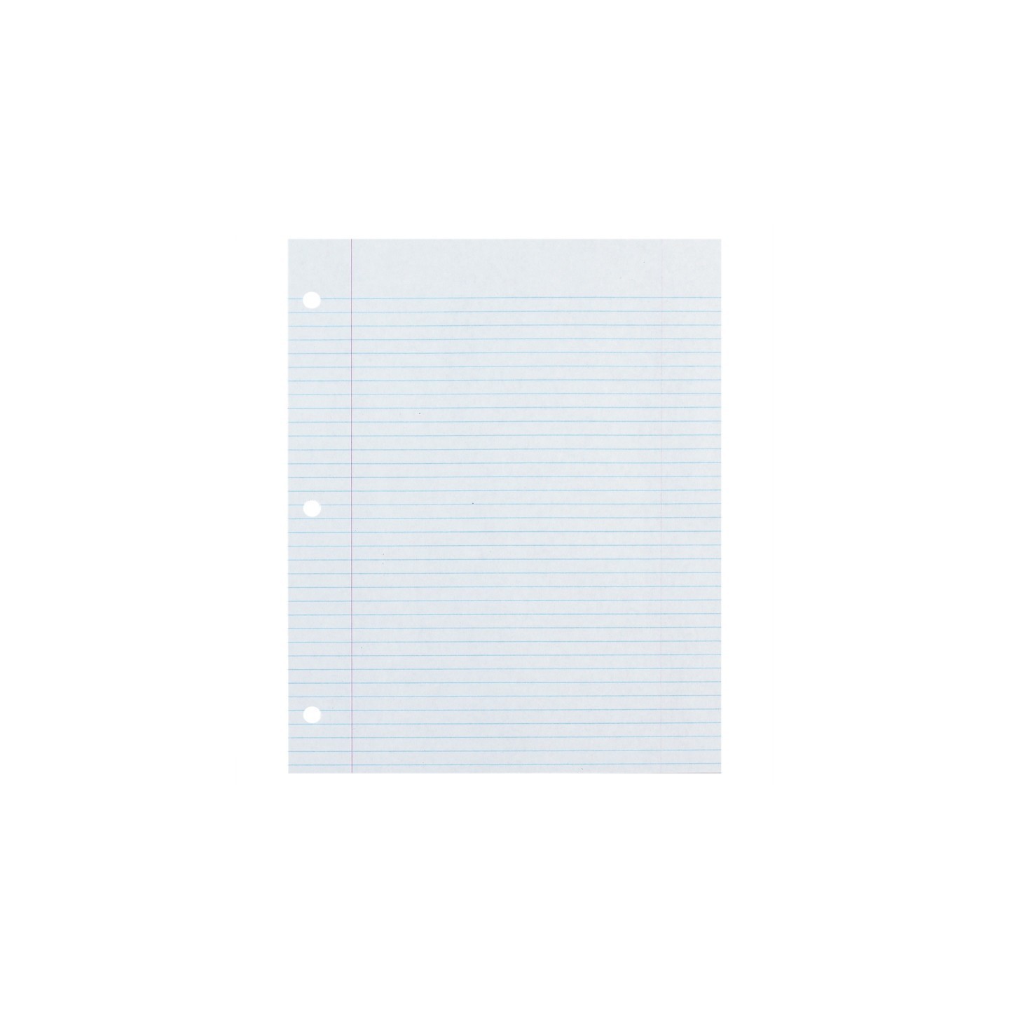 Ecology® Recycled Filler Paper, White, 3-Hole Punched, 9/32" Ruled w/ Margin 8-1/2" x 11", 500 Sheets