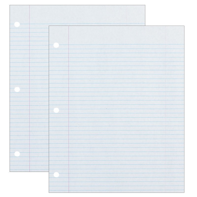 Ecology® Recycled Filler Paper, White, 3-Hole Punched, 9/32" Ruled w/ Margin 8-1/2" x 11", 500 Sheets Per Pack, 2 Packs