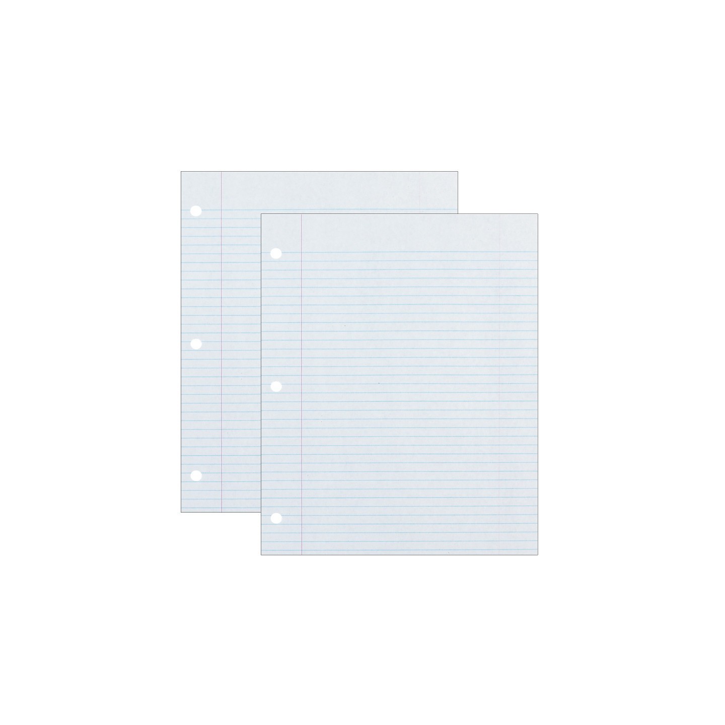 Ecology® Recycled Filler Paper, White, 3-Hole Punched, 9/32" Ruled w/ Margin 8-1/2" x 11", 500 Sheets Per Pack, 2 Packs