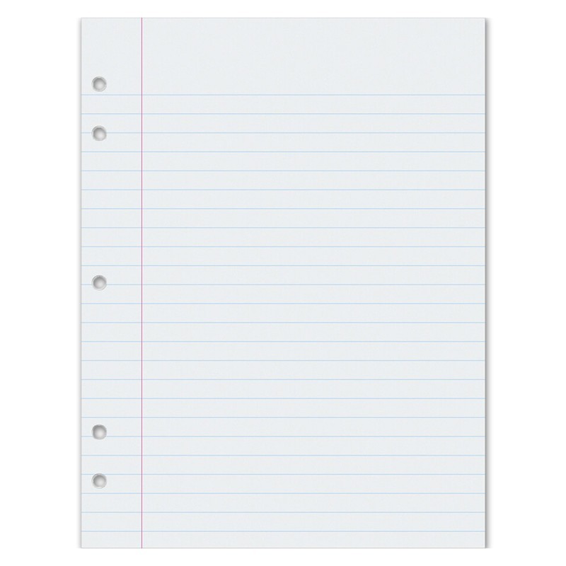 Pacon® Composition Paper, White, 5-Hole Punched, Red Margin, 3/8" Ruled, 8" x 10-1/2", 500 Sheets