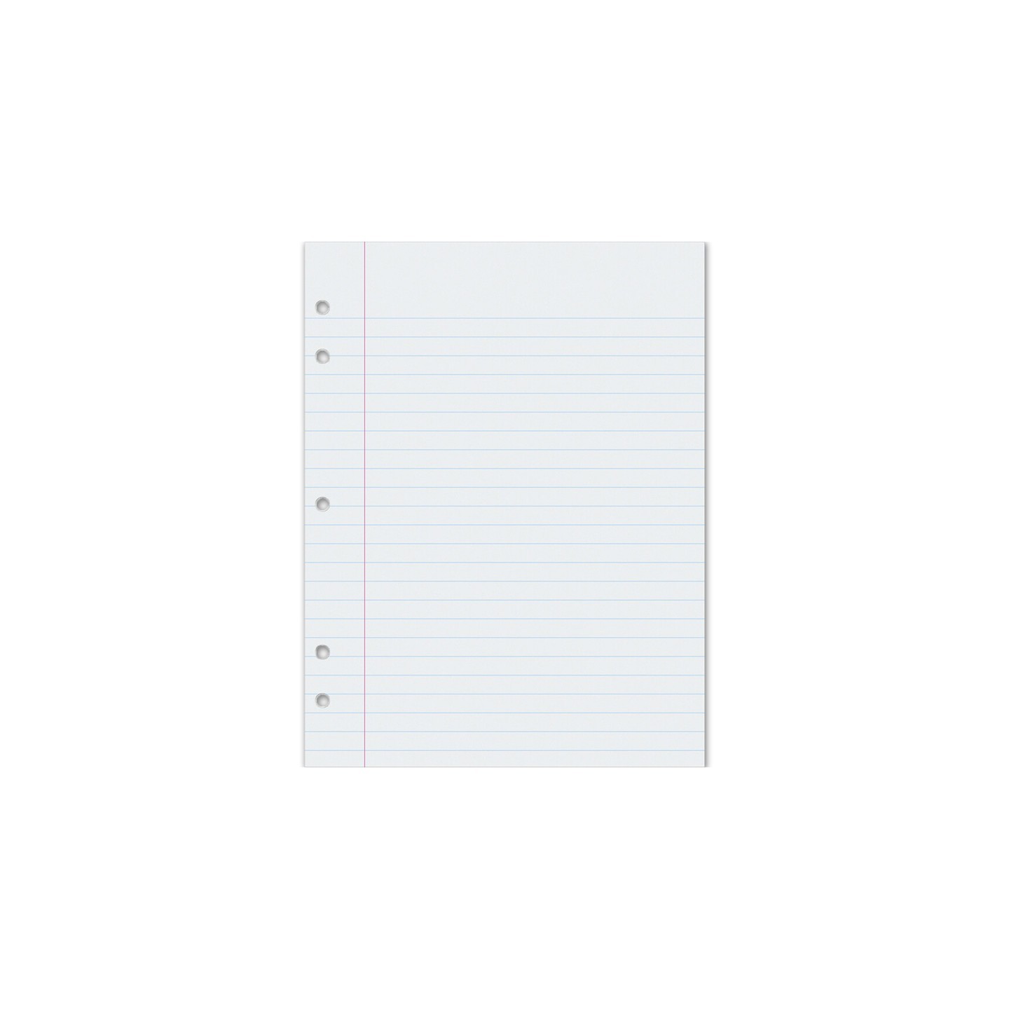 Pacon® Composition Paper, White, 5-Hole Punched, Red Margin, 3/8" Ruled, 8" x 10-1/2", 500 Sheets