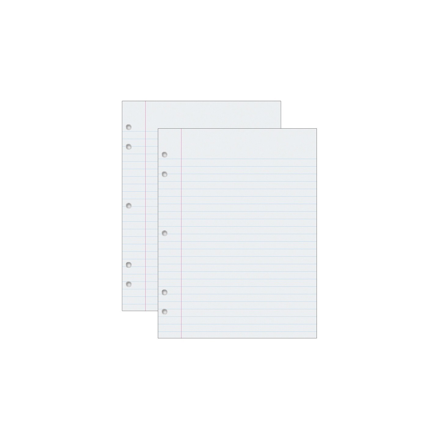 Pacon® Composition Paper, White, 5-Hole Punched, Red Margin, 3/8" Ruled, 8" x 10-1/2", 500 Sheets Per Pack, 2 Packs
