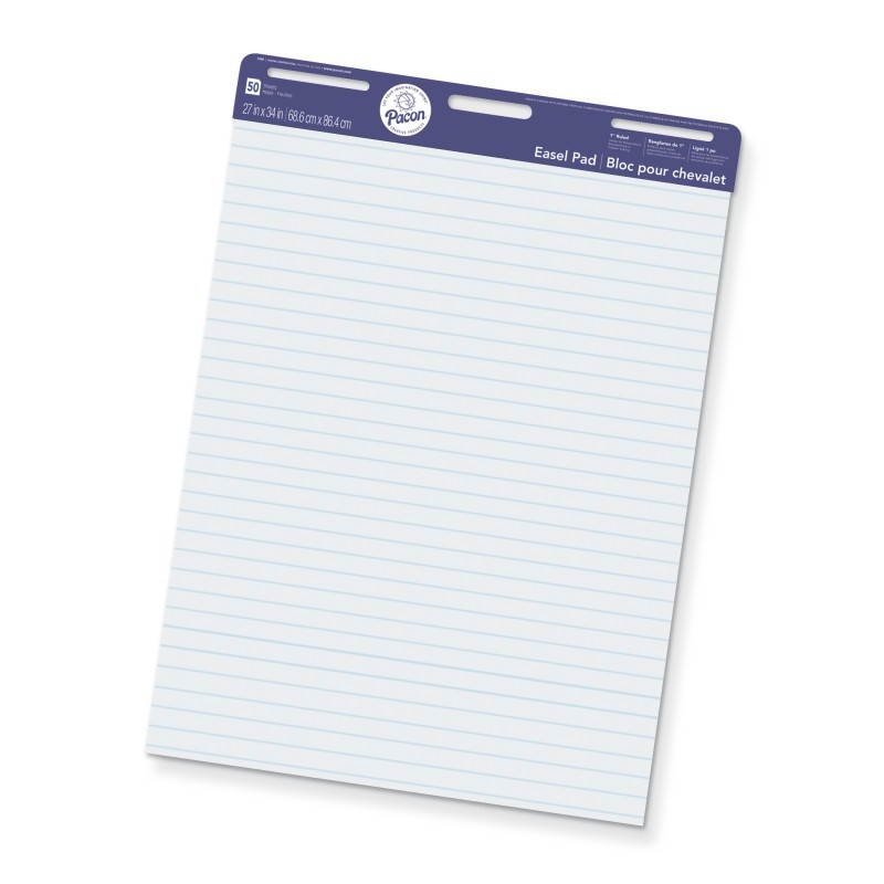 Pacon® Easel Pad, Non-Adhesive, White, 1" Ruled 27" x 34", 50 Sheets