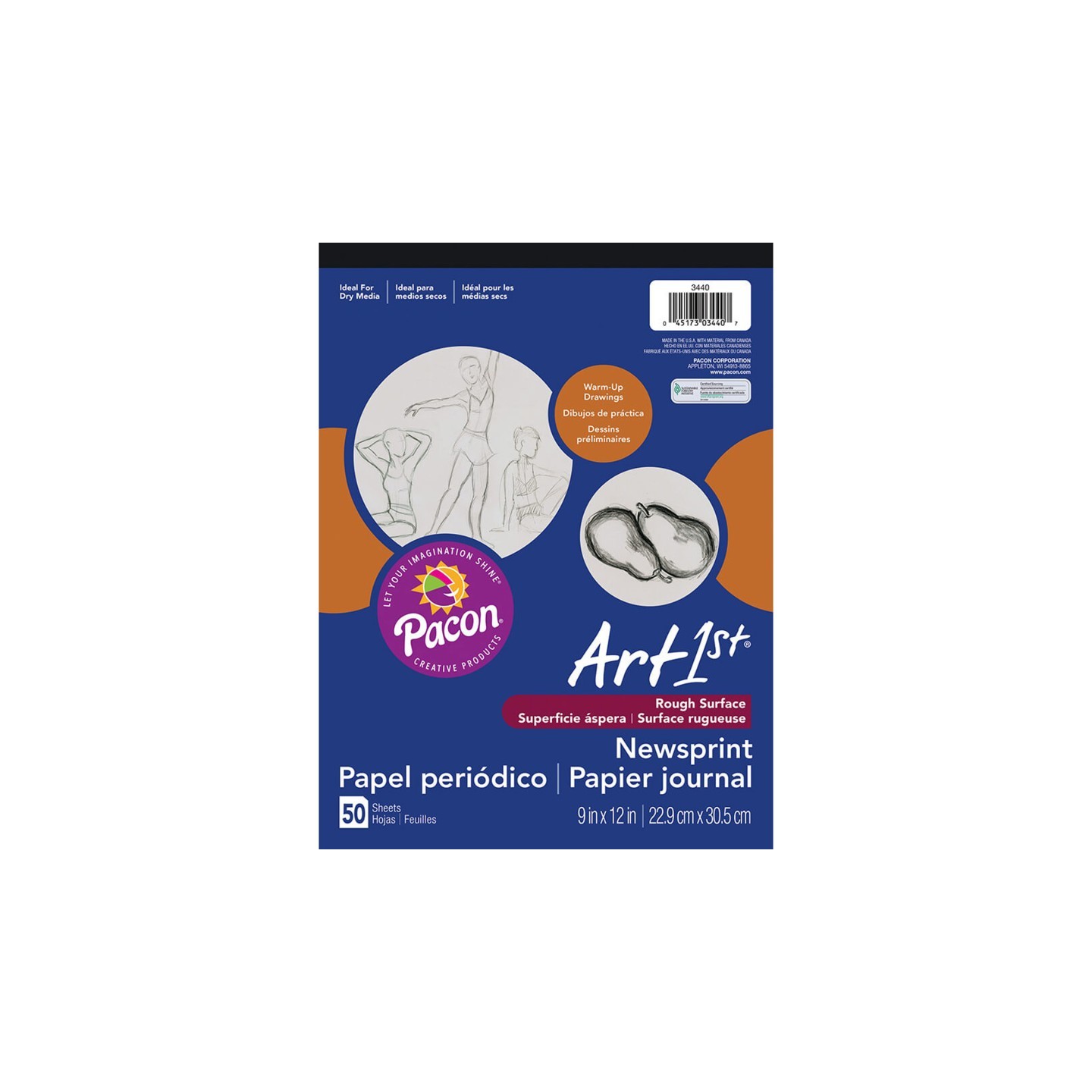 UCreate® Newsprint Pad, White, 9" x 12", 50 Sheets
