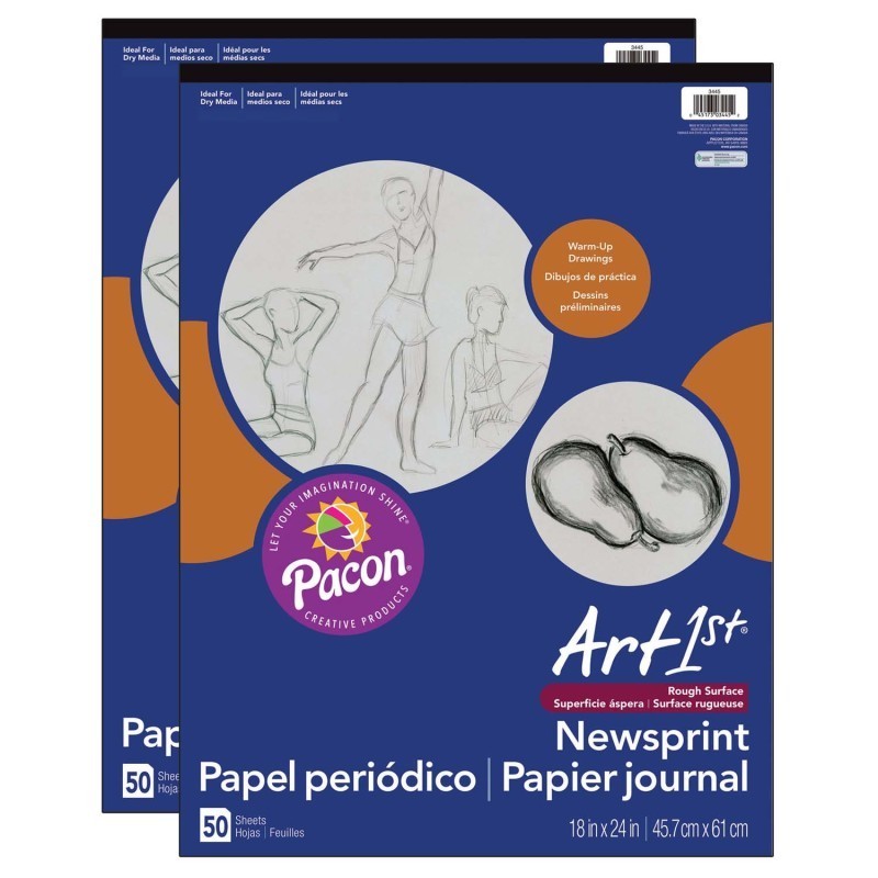 UCreate® Newsprint Pad, White, 18" x 24", 50 Sheets, Pack of 2