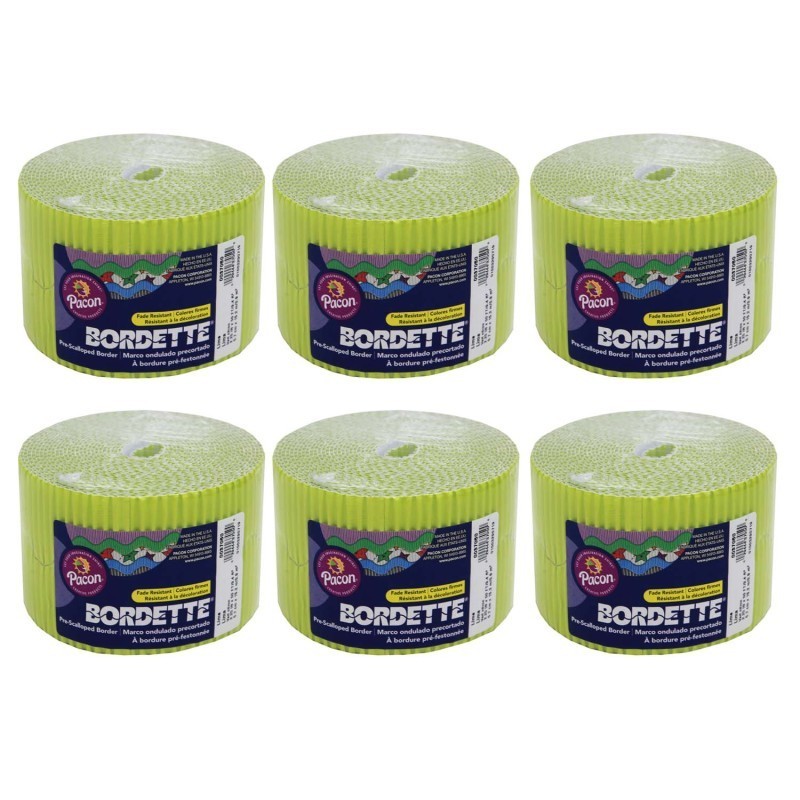 Bordette® Decorative Border, Lime, 2-1/4" x 50', 6 Rolls