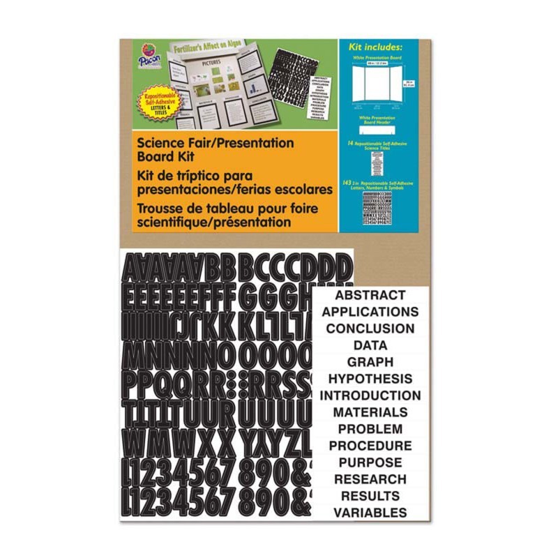 Pacon® Presentation Board Kit, White, Includes Self-Adhesive Letters, 48" x 36", 1 Kit
