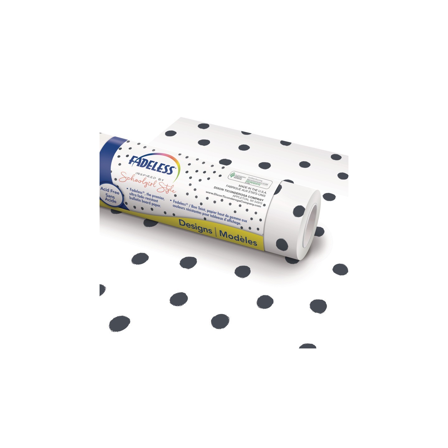 Fadeless® Schoolgirl Style™ Bulletin Board Paper, 48" x 50' Roll, BFF Painted Dots
