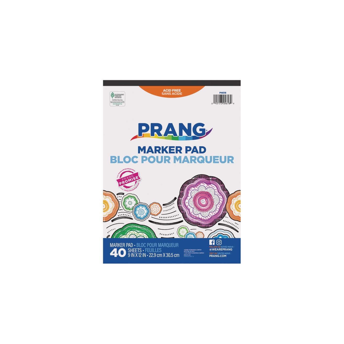 Prang® Marker Pad, White, 9" x 12", 40 Sheets