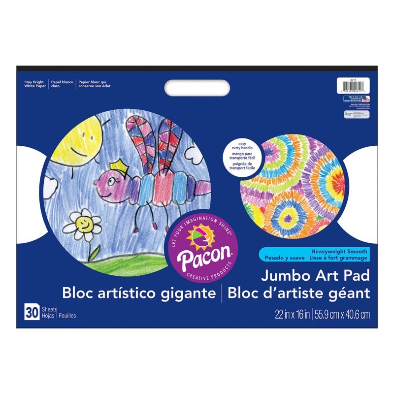 Prang® Jumbo Art Pad, White, 22" x 16", 30 Sheets