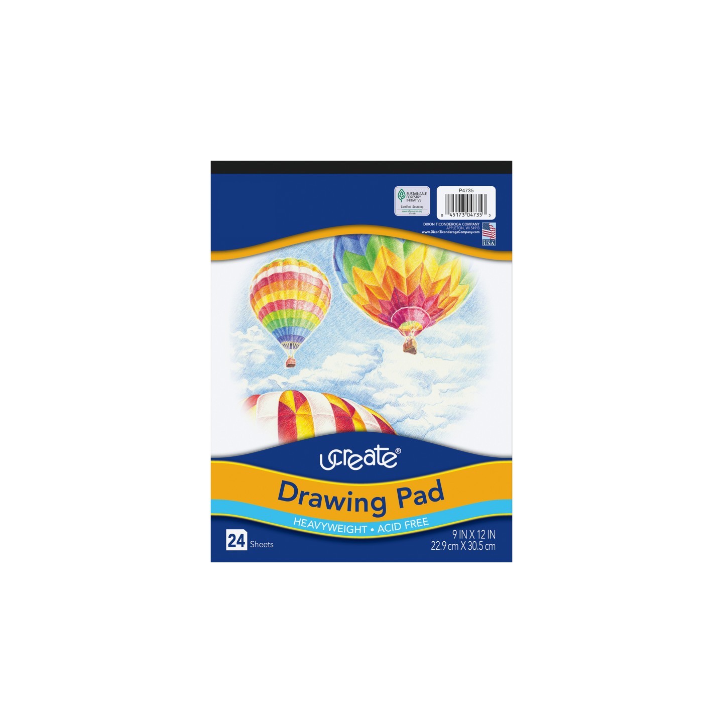 UCreate® Drawing Paper Pad, Heavyweight, 9" x 12", 24 Sheets