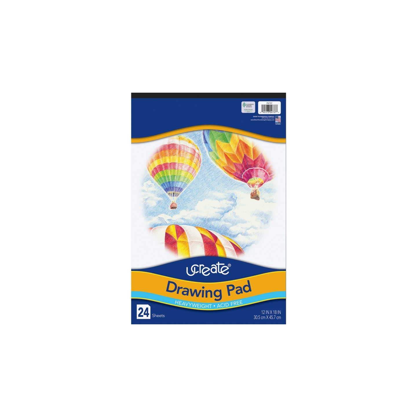 UCreate® Drawing Paper Pad, Heavyweight, 12" x 18", 24 Sheets