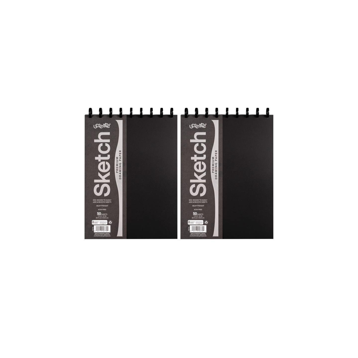 UCreate® Disc Bound Sketch Book, 9" x 12", 50 Sheets, Pack of 2