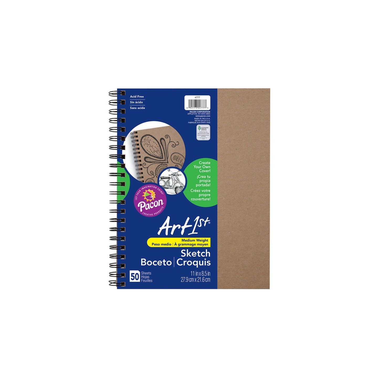 UCreate® Create Your Own Cover Sketch Diary, Natural Chip Cover, 11" x 8-1/2", 50 Sheets