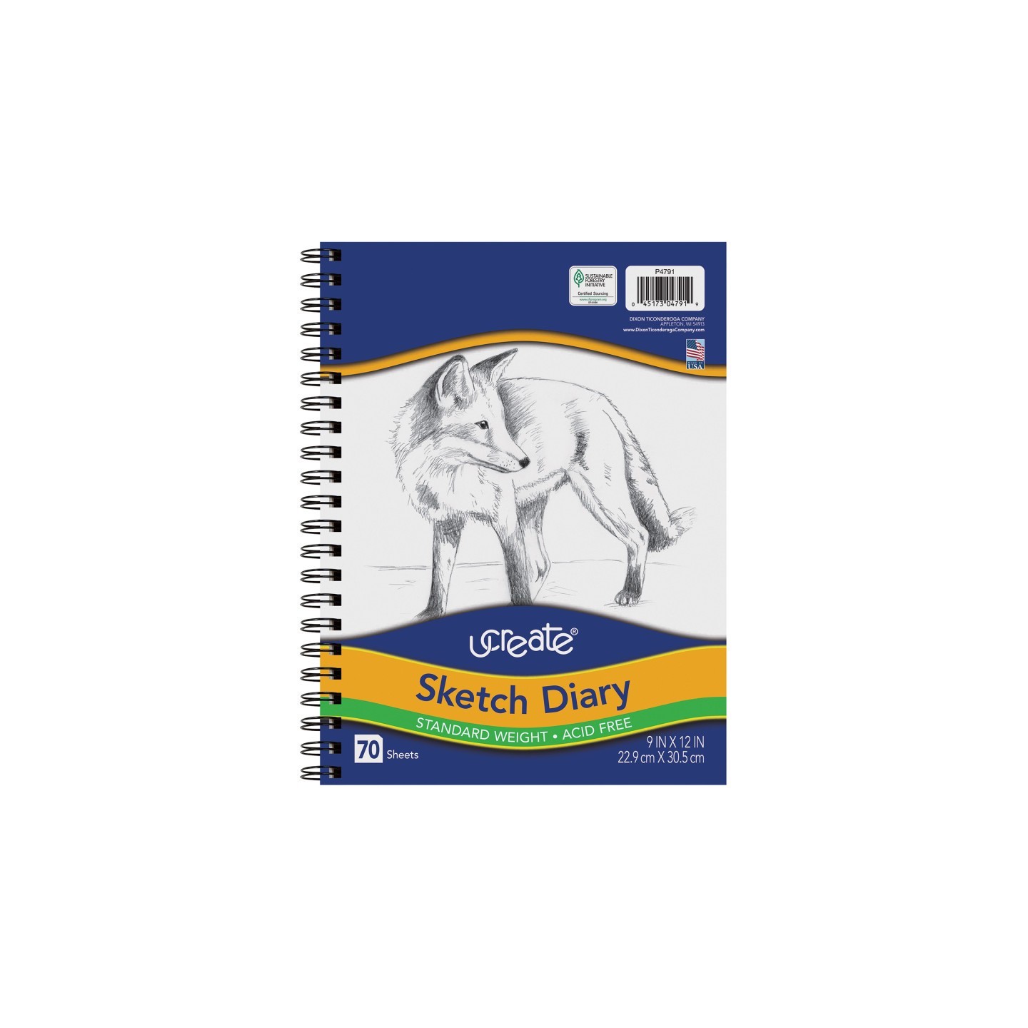 UCreate® Sketch Diary, Standard Weight, 12" x 9", 70 Sheets