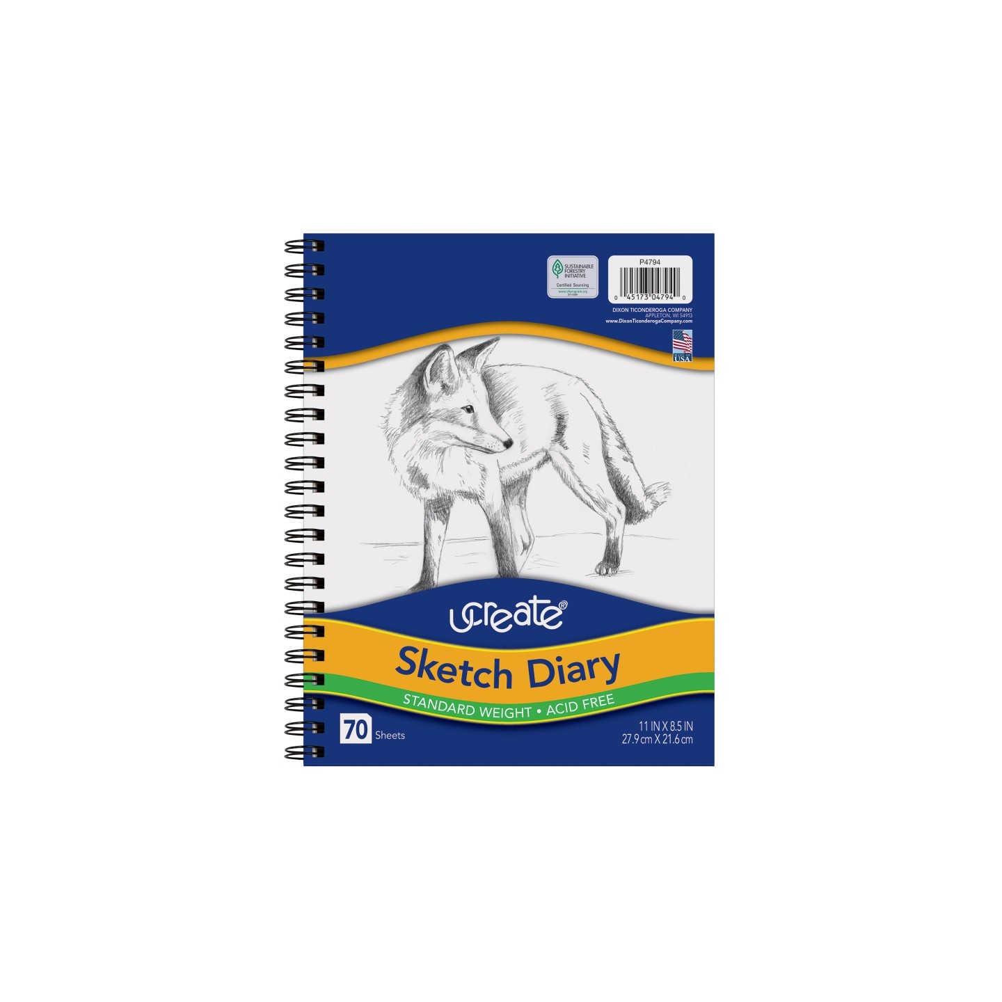 UCreate® Sketch Diary, Standard Weight, 11" x 8-1/2", 70 Sheets