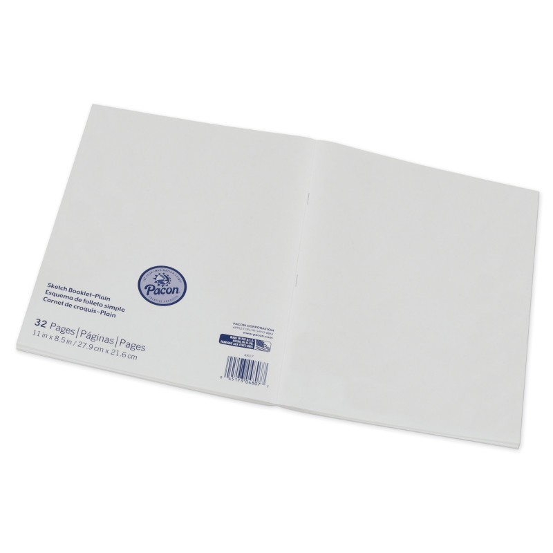 Prang® Beginner Sketch Booklet, Plain, 11" x 8-1/2", 16 Sheets / 32 Pages